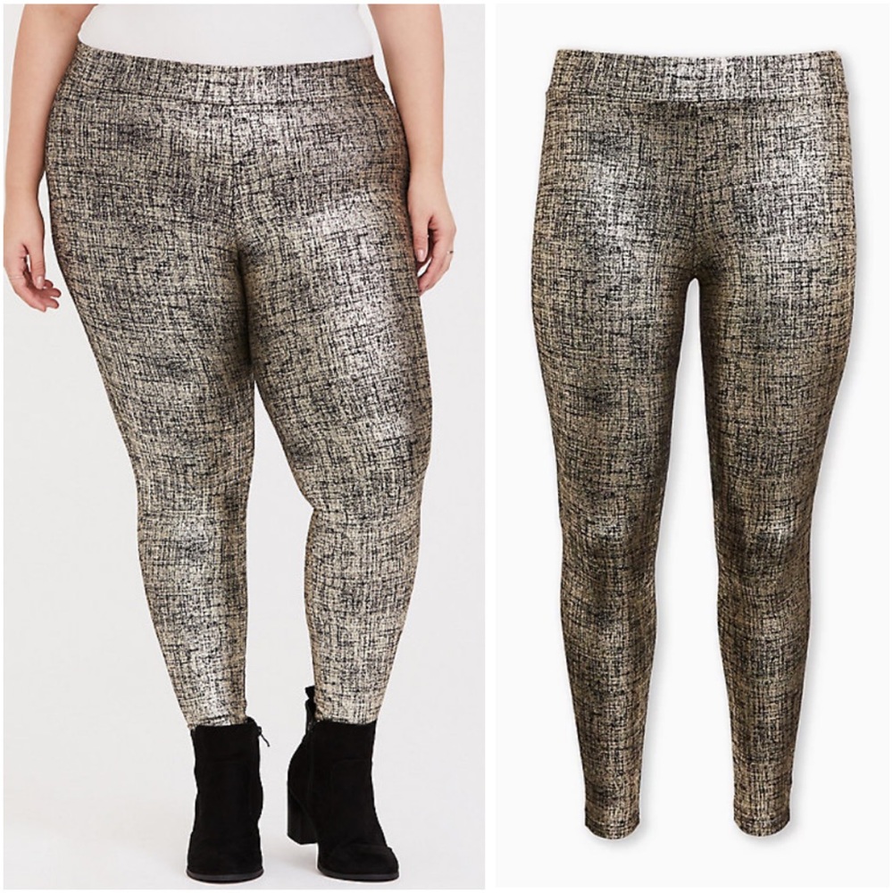 NWT Torrid Premium High Waist Leggings Metallic Gold Foil Women's Size 4 / 4X